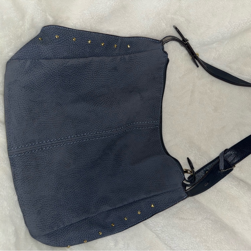 Sondra Roberts Navy Hobo Bag with Gold Accents